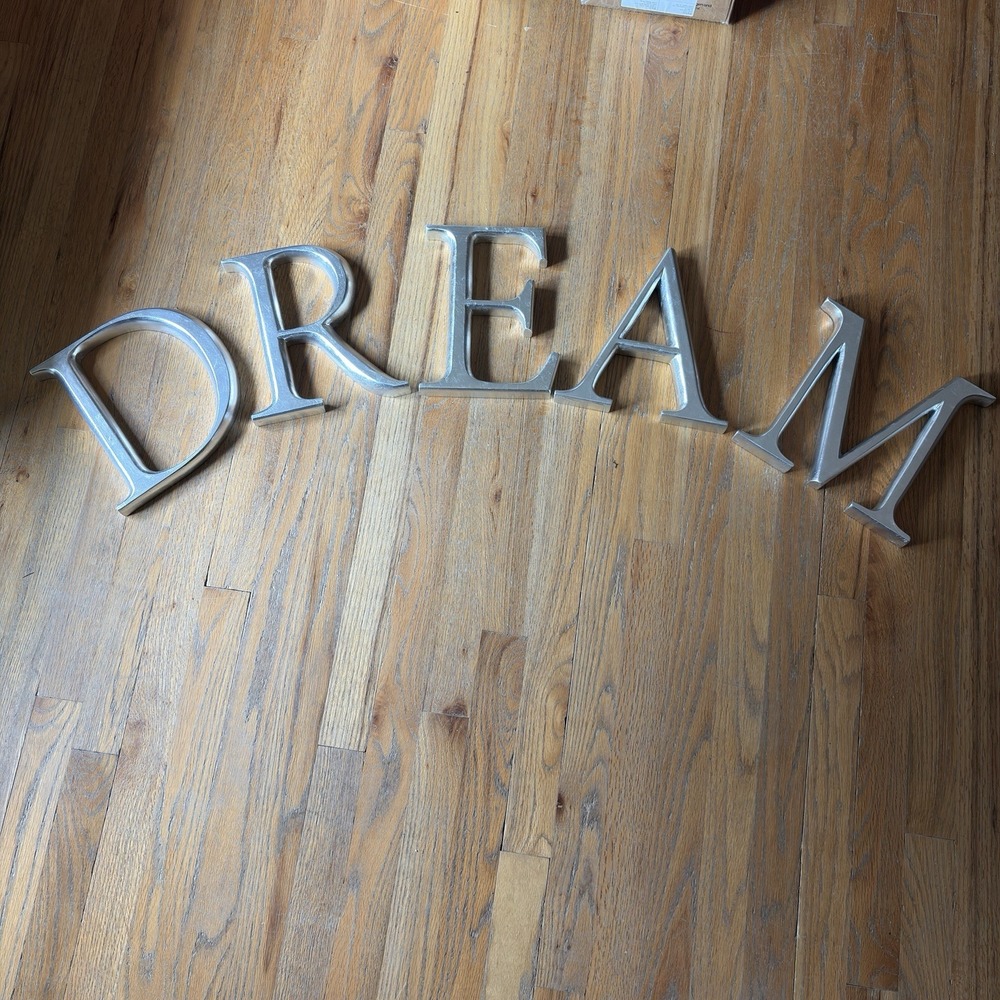RESTORATION HARDWARE 9" SILVER DECORATIVE LETTER SET – "DREAM"